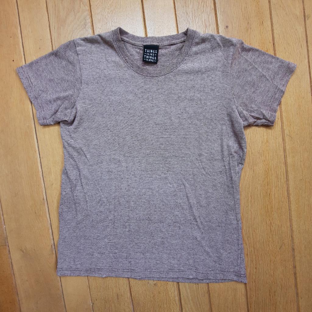 Things I like Things I love t-shirt bruin ecru streep maat M, Maat 38/40 (M), Bruin, Zo goed als nieuw, Korte mouw
