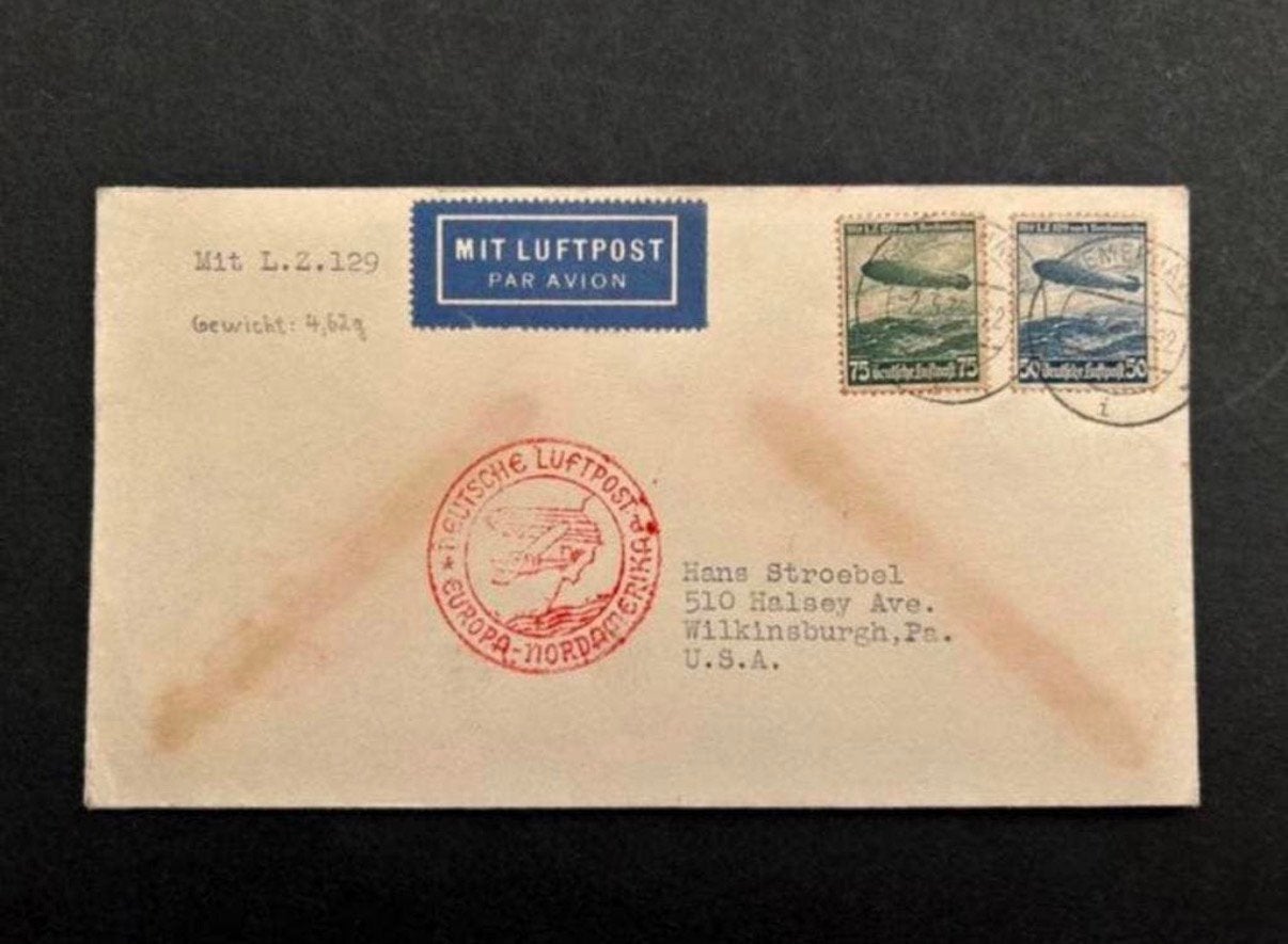 Envelop vervoerd met Zeppelin Hindenburg, 1936, Verzamelen, Ophalen of Verzenden, Zo goed als nieuw, Kaart, Foto of Prent