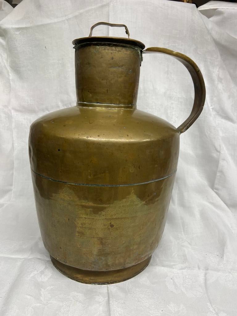 Antieke koperen waterkan met deksel en handvat, Antiek en Kunst, Antiek | Koper en Brons, Ophalen of Verzenden