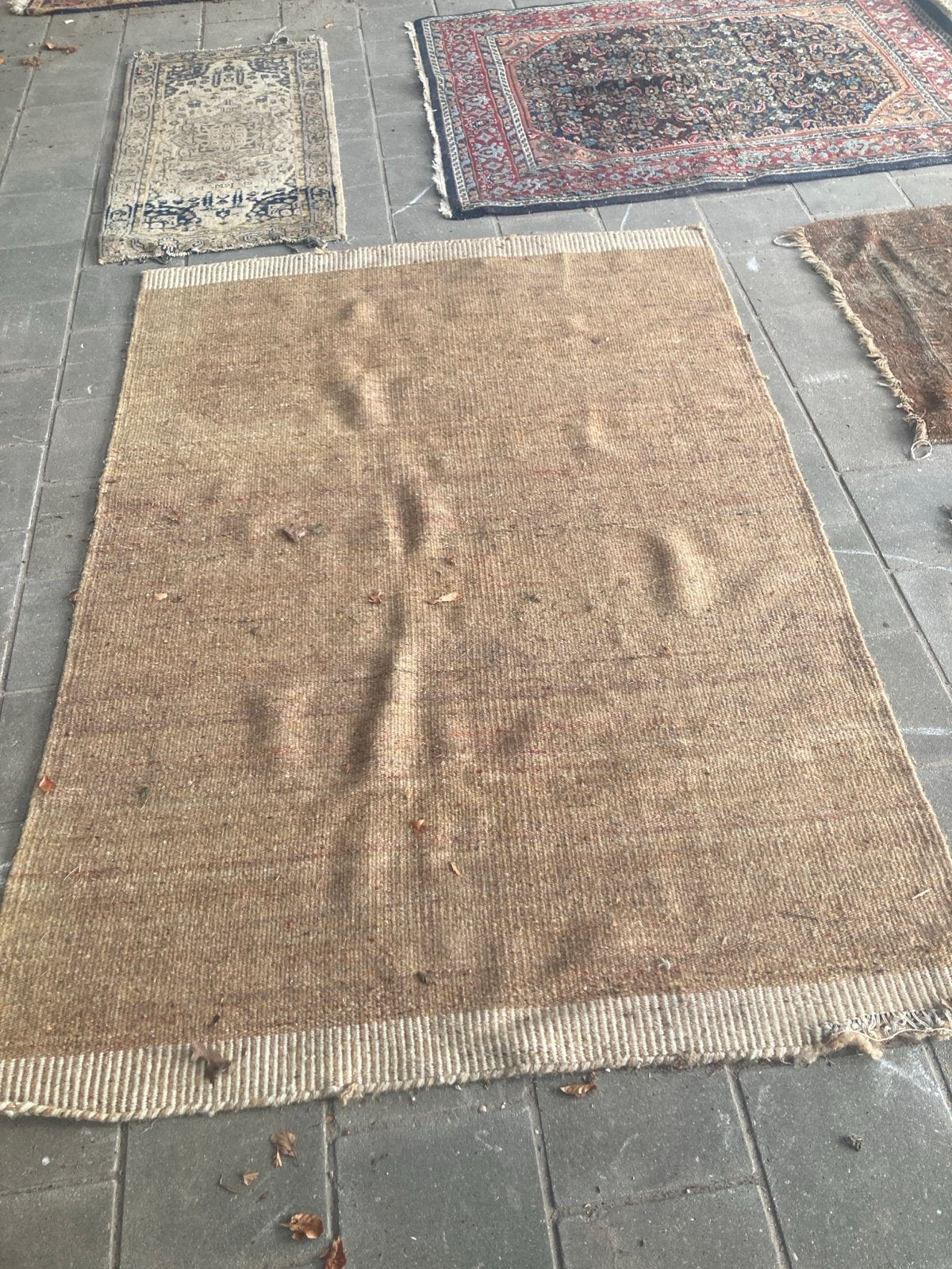 Wollen Vloerkleed - Bruin/Beige geel, Huis en Inrichting, Stoffering | Tapijten en Kleden, Ophalen, Gebruikt, 100 tot 150 cm, Bruin