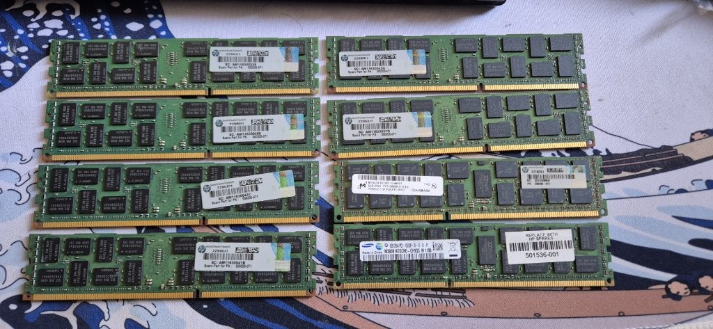 HP 8GB DDR3 1333MHz ECC Reg server RAM - 64GB (8x 8GB), Computers en Software, RAM geheugen, Ophalen, Gebruikt, Server, 8 GB
