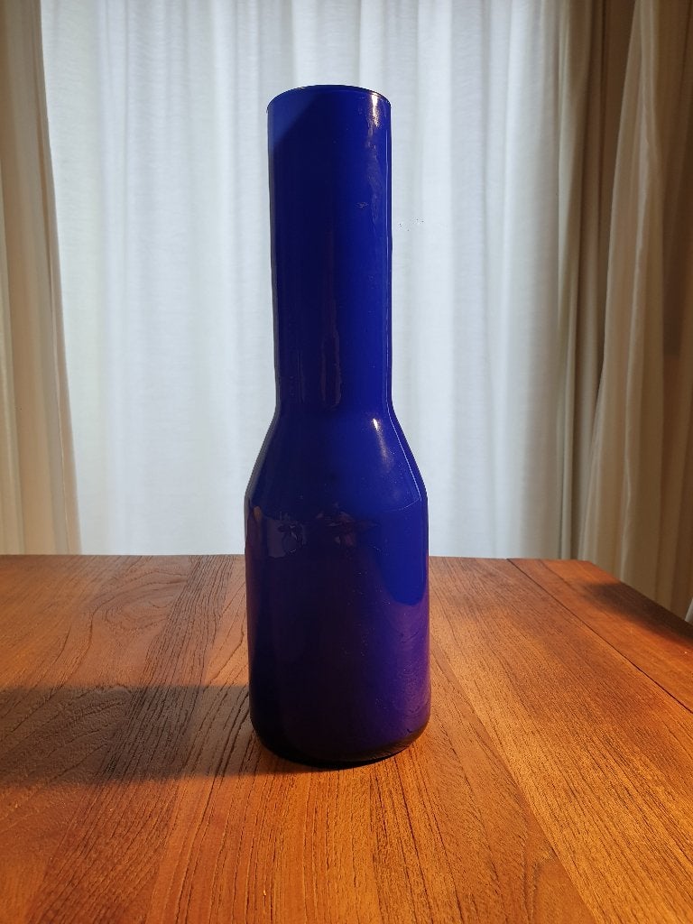 Mid-Century Italiaanse Empoli Blauwe Cased Glass Vaas 1970, Ophalen of Verzenden