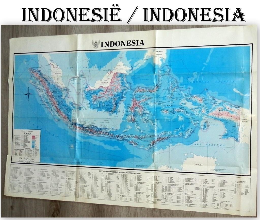 So96 plattegrond Indonesië / Indonesia, Boeken, Atlassen en Landkaarten, Ophalen of Verzenden, 1800 tot 2000, Nederland, Landkaart