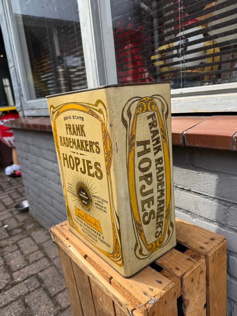 Oude Frank Rademaker's Hopjes Blikken Bus, Ophalen of Verzenden, Gebruikt, Koek(jes), Overige merken