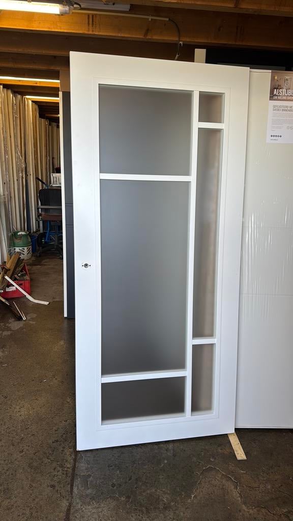 Opdek steellook deur 93x211.5 cm rechtshang melkglas nr 166, Ophalen, 80 tot 100 cm, Binnendeur, Nieuw