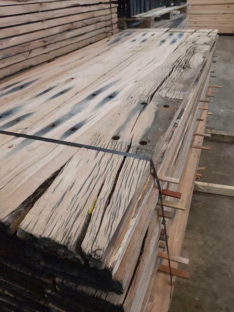 Oud eiken planken wagondelen  bielzen planken spoorplanken, Ophalen, Zo goed als nieuw, Eiken