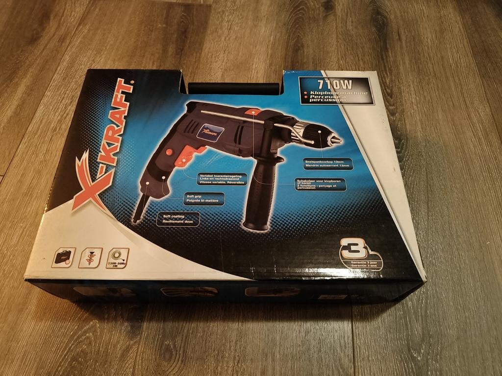 X-Kraft Klopboormachine 710W -  in koffer en doos!, Boormachine, 600 watt of meer, Ophalen of Verzenden, Zo goed als nieuw