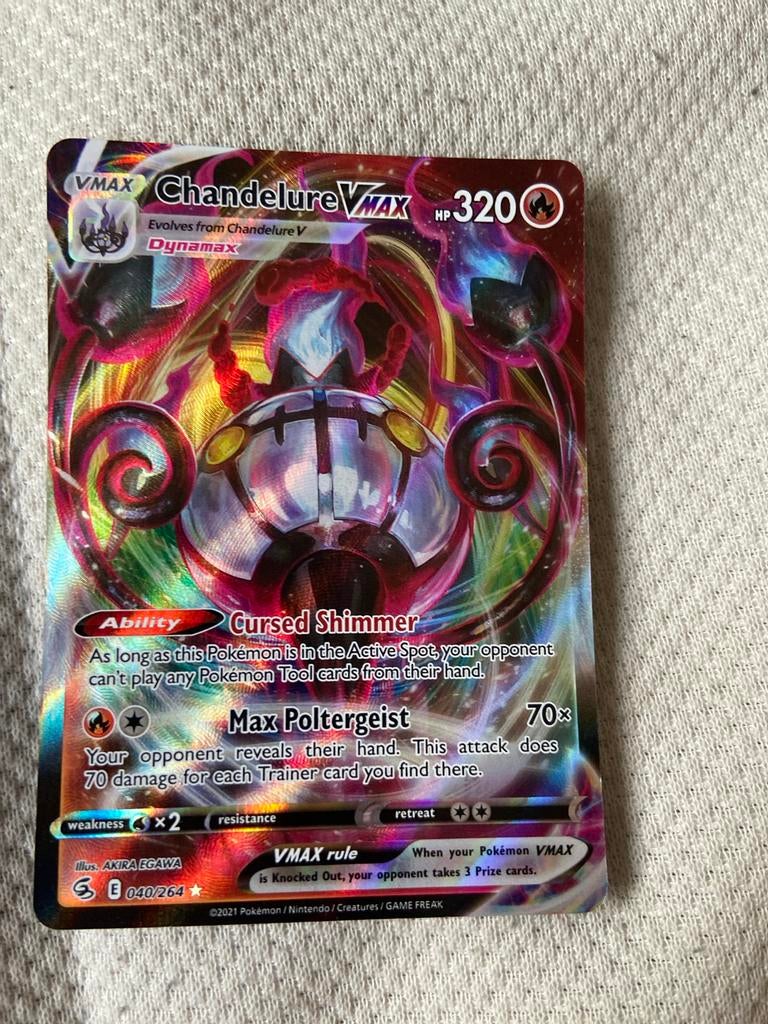 Chandelure VMAX Pokémonkaart - Goede Staat, Ophalen of Verzenden, Zo goed als nieuw, Losse kaart, Foil