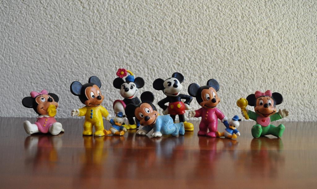 Vintage Mickey Mouse Familie Bullyland Cake Topper, Ophalen of Verzenden, Mickey Mouse, Gebruikt, Beeldje of Figuurtje