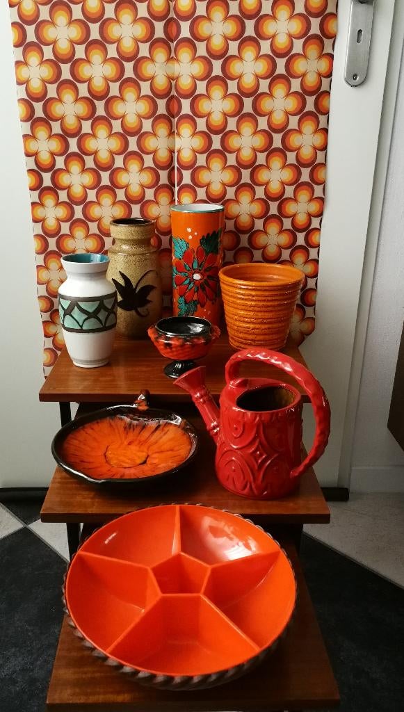 Vazen, W Germany, Scheurich. Retro/Vintage. 8 items/stuks., Ophalen, Overige kleuren, Aardewerk of Porselein, Zo goed als nieuw