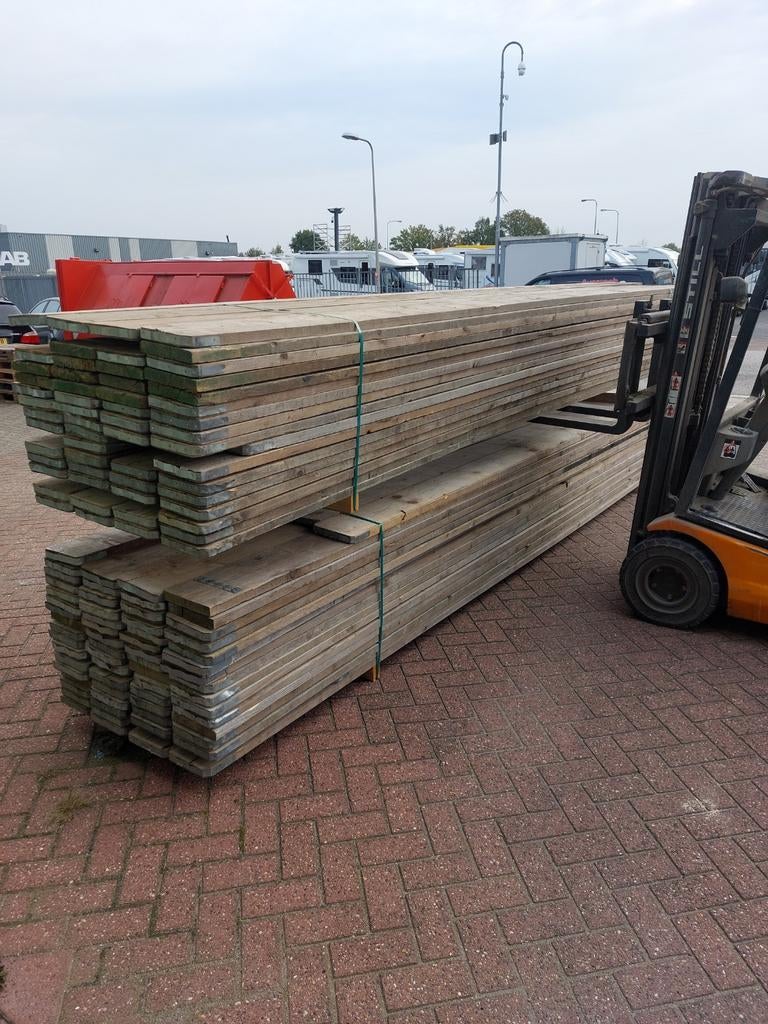 68 stuks gebruikte steigerplanken, Doe-het-zelf en Verbouw, Hout en Planken, Ophalen, Gebruikt, 25 tot 50 mm, Plank