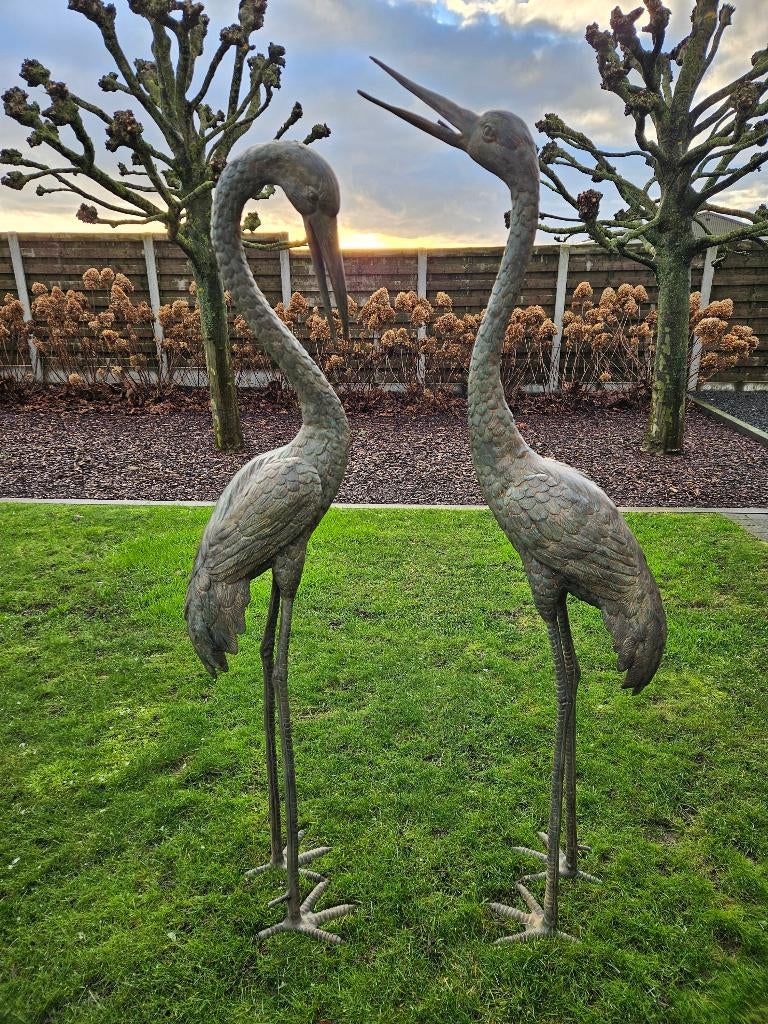 SET BRONZEN GROTE KRAANVOGELS ZEER MOOIE PATINA EN PRIJS!!!, Ophalen of Verzenden, Nieuw, Overige materialen, Dierenbeeld