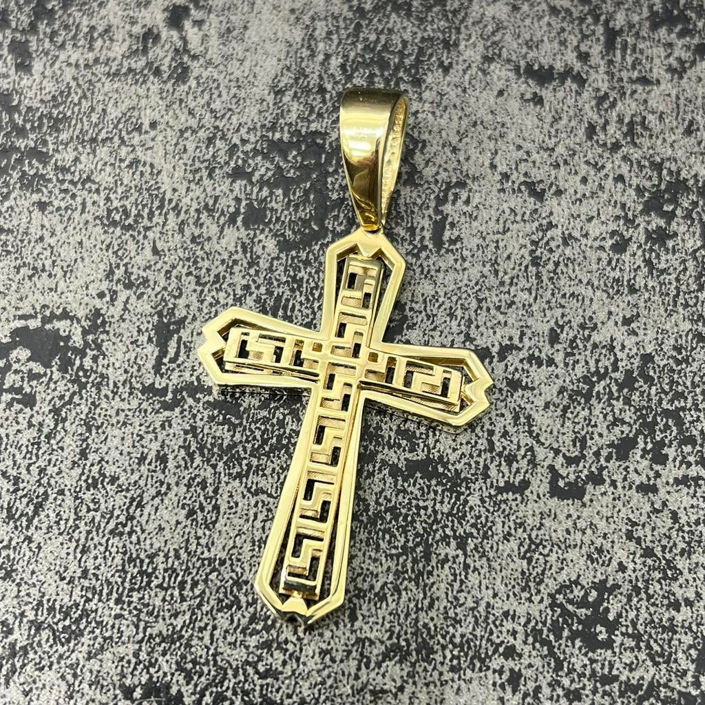 14 karaat gouden kruis hanger versace model, Sieraden, Tassen en Uiterlijk, Kettinghangers, Ophalen of Verzenden, Nieuw, Goud