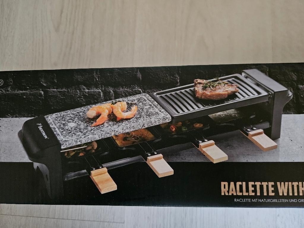Raclette/gourmettestel Blacktron steen en metaal ongebruikt, Ophalen, Nieuw, 4 t/m 7 personen