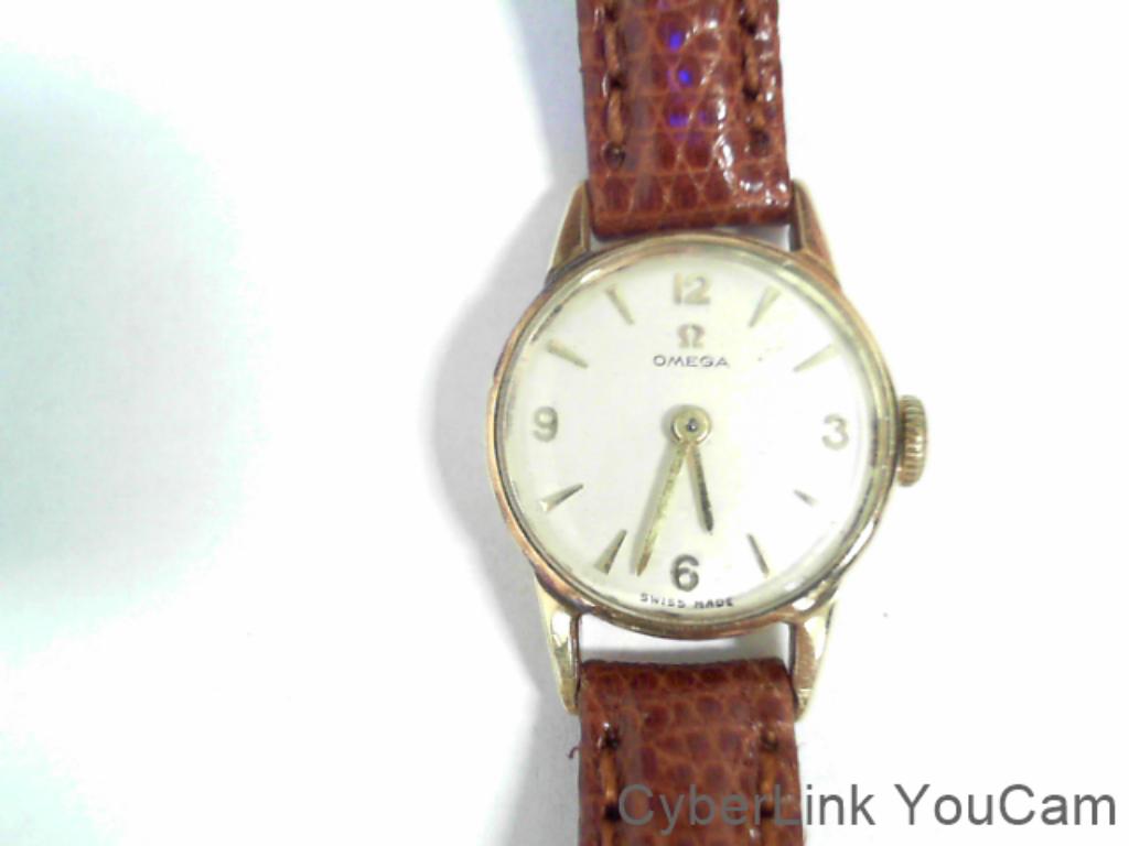 15280 14ktVintage Dames Omega 17343115 Caliber 244 50e jaren, Leer, Polshorloge, Ophalen of Verzenden, Zo goed als nieuw