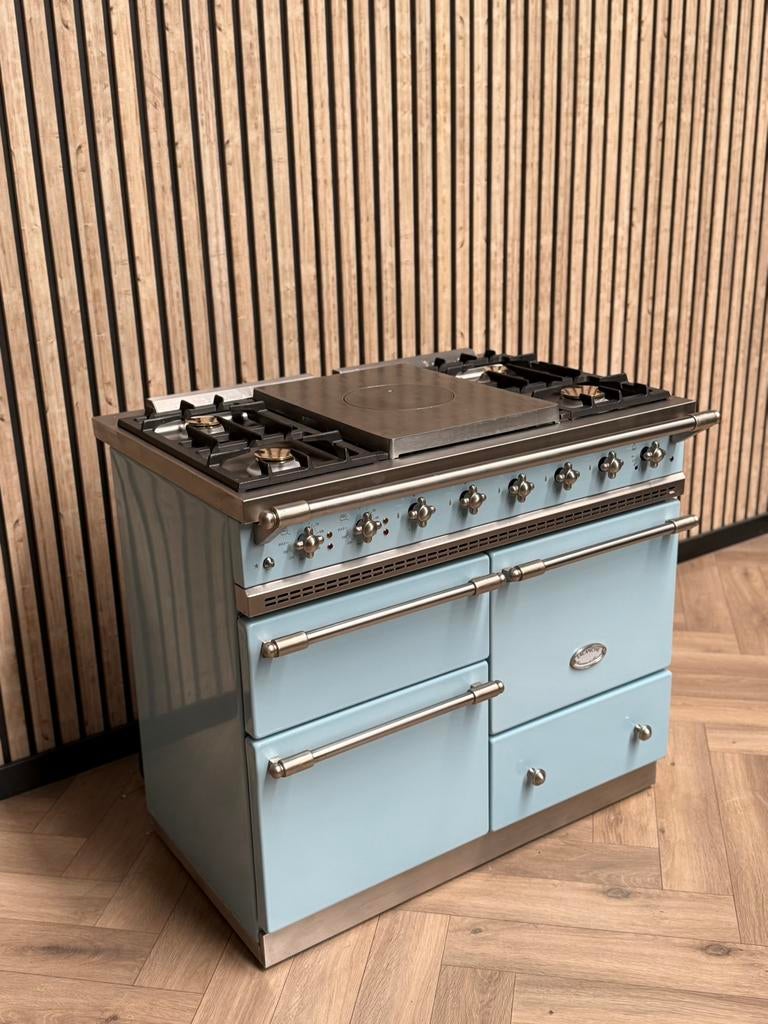 Prachtige Lacanche Babyblauw 100cm Gas + Pizza-Oven, Witgoed en Apparatuur, Fornuizen, Hete lucht, 60 cm of meer, Ophalen of Verzenden