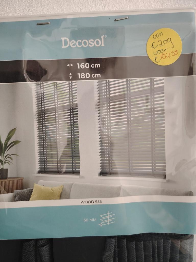 Nieuw in doos: Houten lamellen/jaloezieën 140/160cm br, Ophalen, 150 tot 200 cm, 150 tot 200 cm, Nieuw