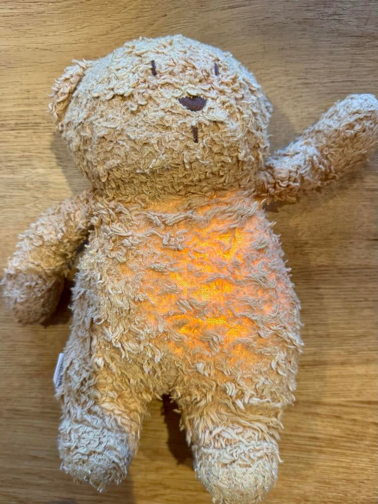 Moonie Bear Cappuccino Slaapknuffel met Licht & Geluid, Ophalen of Verzenden, Zo goed als nieuw, Beer