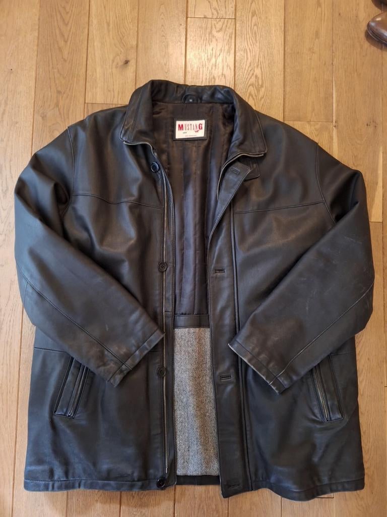 Mustang leren herenjas maat 56, Kleding | Heren, Jassen | Winter, Zwart, Maat 56/58 (XL), Ophalen of Verzenden, Mustang
