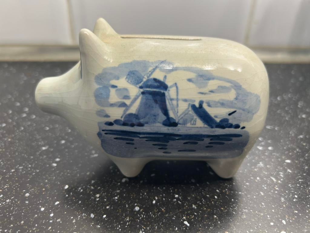 Delft Blauw spaarvarkentje, Ophalen, Zo goed als nieuw, Metaal of Blik, Overige thema's