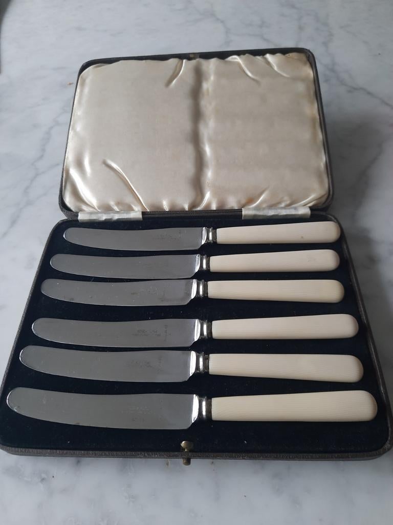 Vintage Engelse dessertmessen, ca. 1950, Antiek en Kunst, Antiek | Bestek, Ophalen of Verzenden
