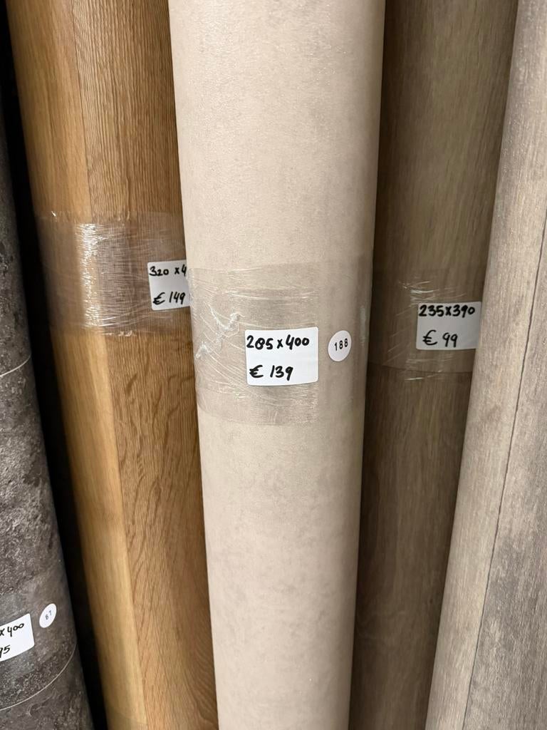 Betonlook Licht Vinyl Restpartij | 2,85x4,00mtr, Ophalen, Nieuw, Minder dan 10 m², Nvt