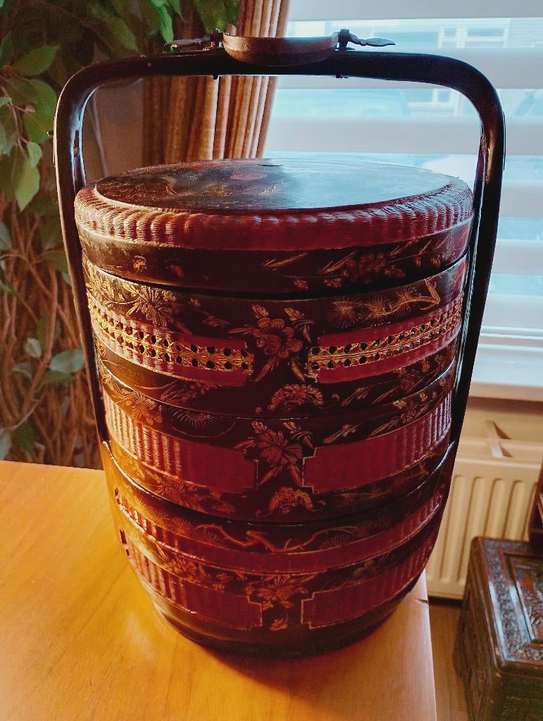 Antieke Chinese trouwmand met drie niveaus 19e eeuws, Antiek en Kunst, Kunst | Niet-Westerse kunst, Ophalen of Verzenden