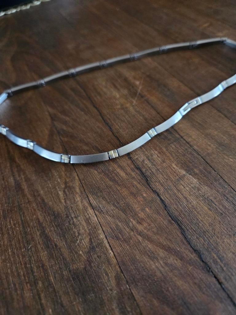 Mooie Boccia titanium ketting met goud verguld, Sieraden, Tassen en Uiterlijk, Kettingen, Ophalen of Verzenden