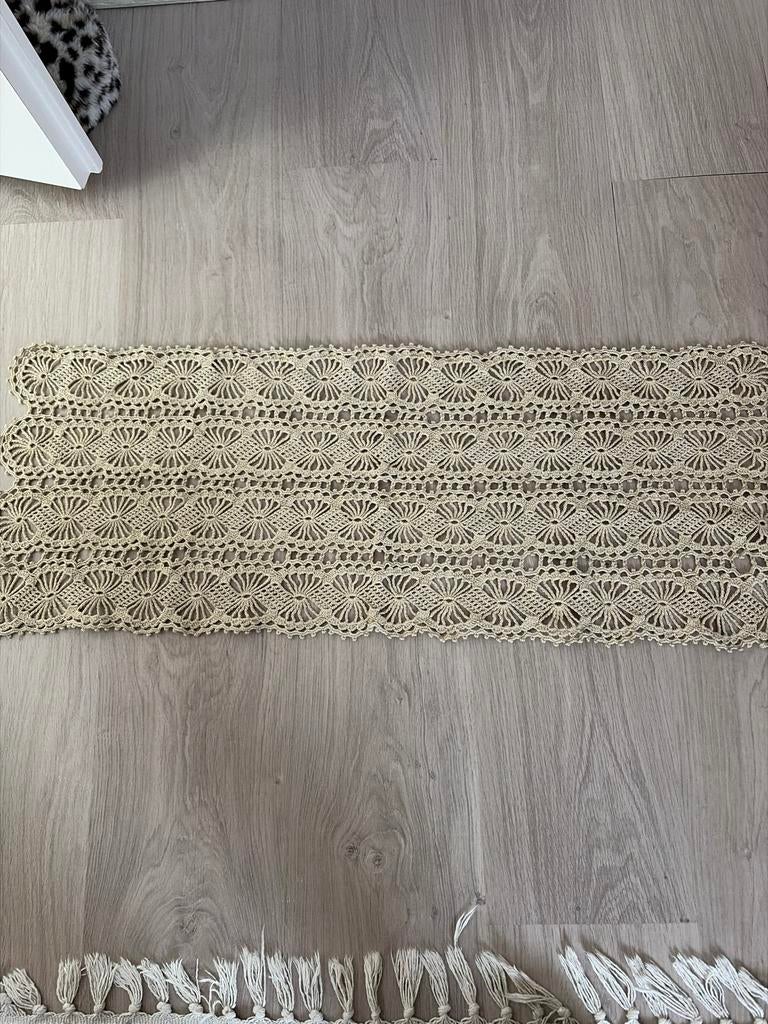 Gehaakte loper / tafelloper - Crème, 100 tot 150 cm, Zo goed als nieuw, Crème, Rechthoekig