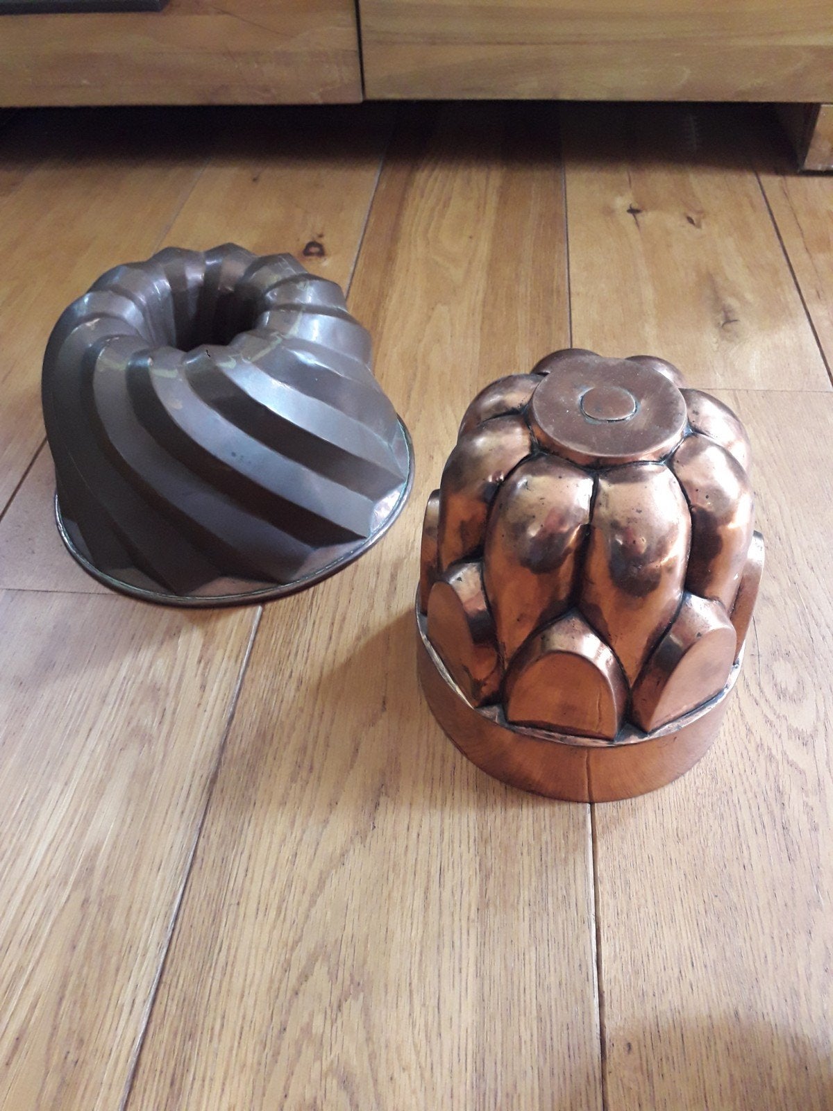 2x Bijzondere Oude Koperen Bakvorm / Puddingvorm 19e eeuw, Antiek en Kunst, Antiek | Koper en Brons, Koper, Ophalen of Verzenden