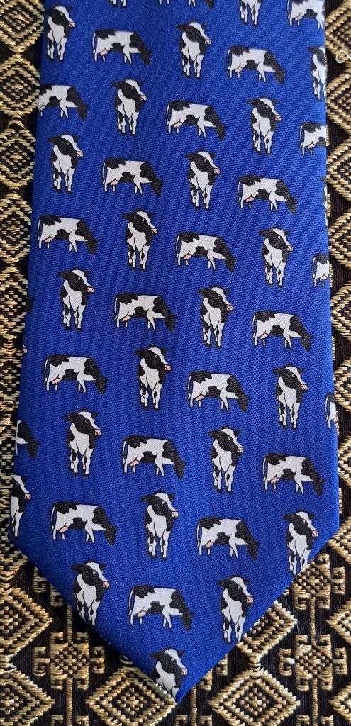 Koeien stropdas blauw zwartbonte koe, Ophalen of Verzenden, Nieuw, Blauw