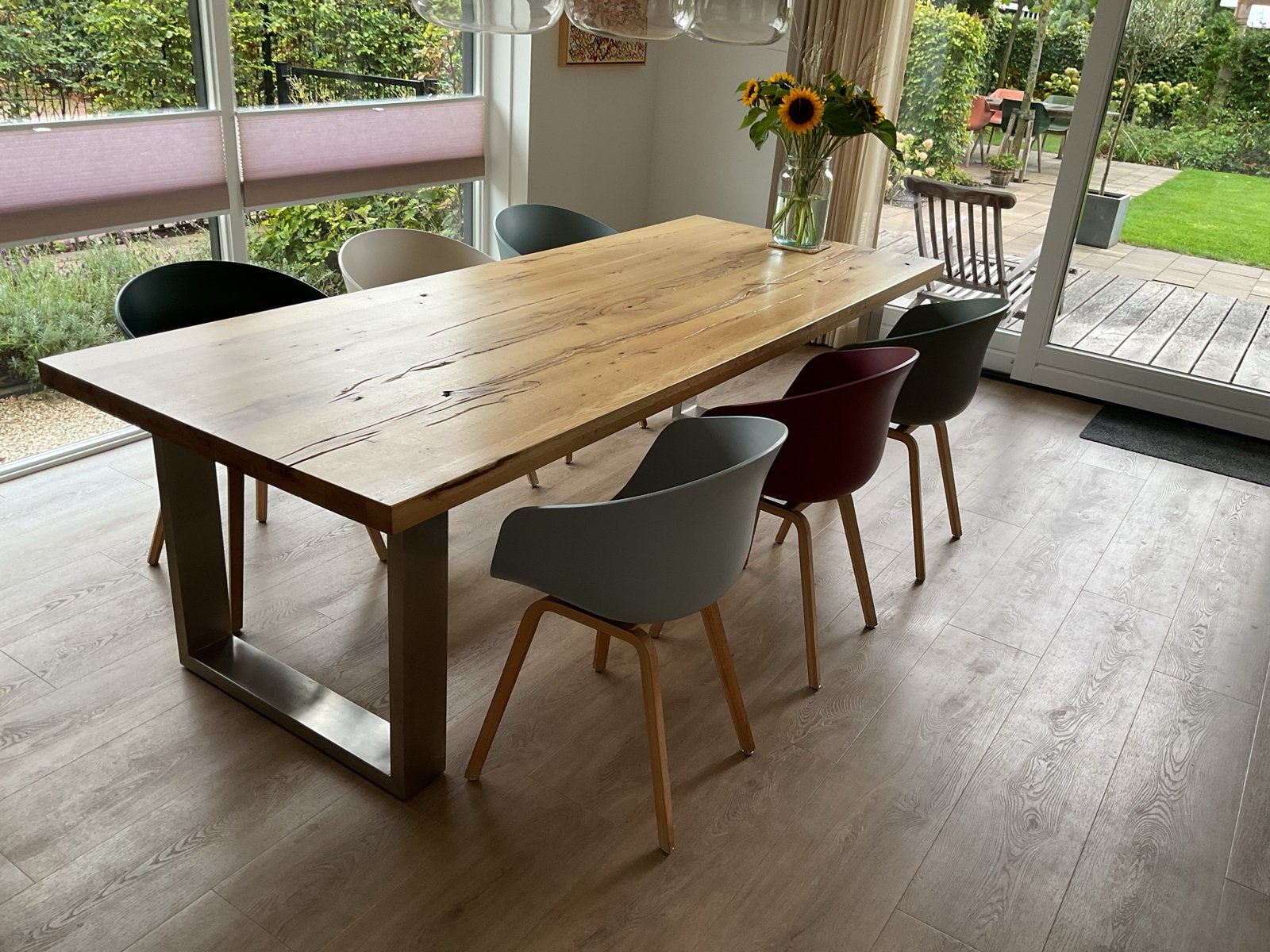 Eettafel Narbonne eiken gehoest/RVS - Movani (260x100cm), 100 tot 150 cm, Eikenhout, 200 cm of meer, Ophalen of Verzenden