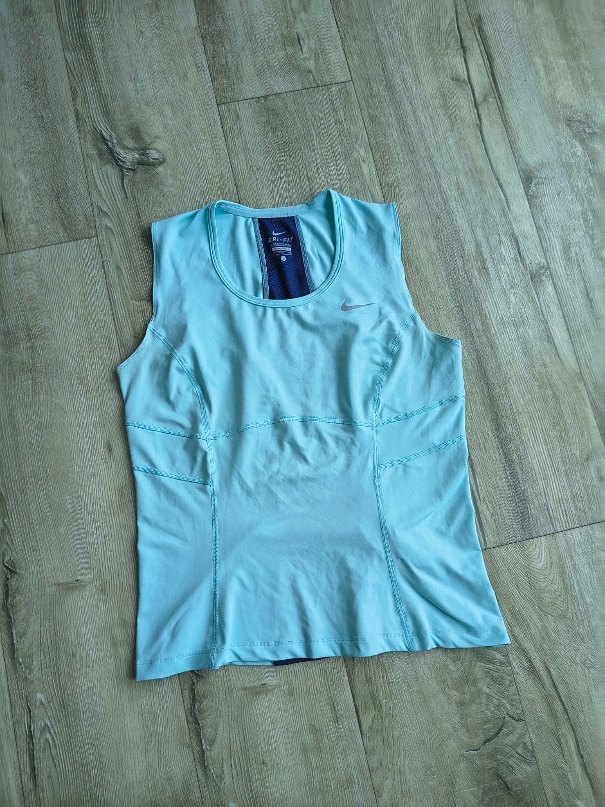 Prachtige lichtblauwe sporttop van Nike Dri-fit, maat L., Blauw, Onb, Maat 42/44 (L), Nike