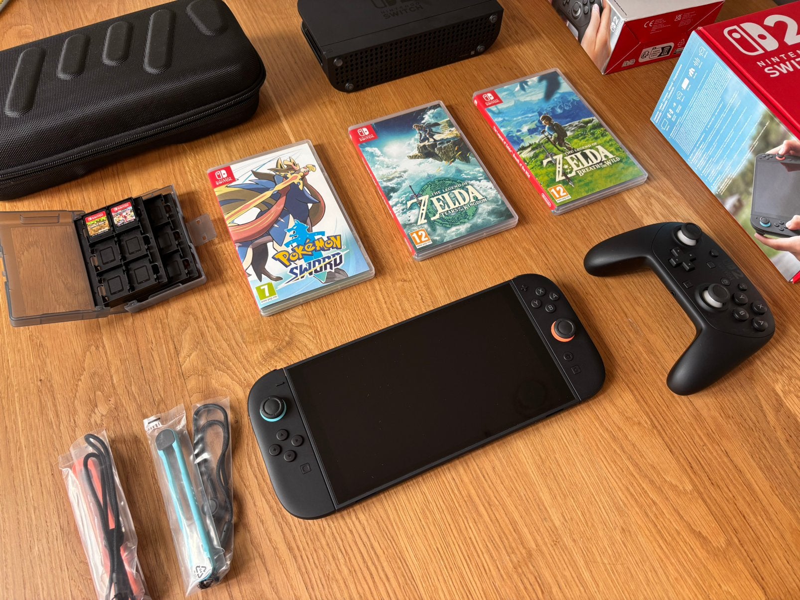 Nintendo Switch 2 compleet + Pro Controller + 5 games, Ophalen, Zo goed als nieuw, Met 2 controllers, Switch Original