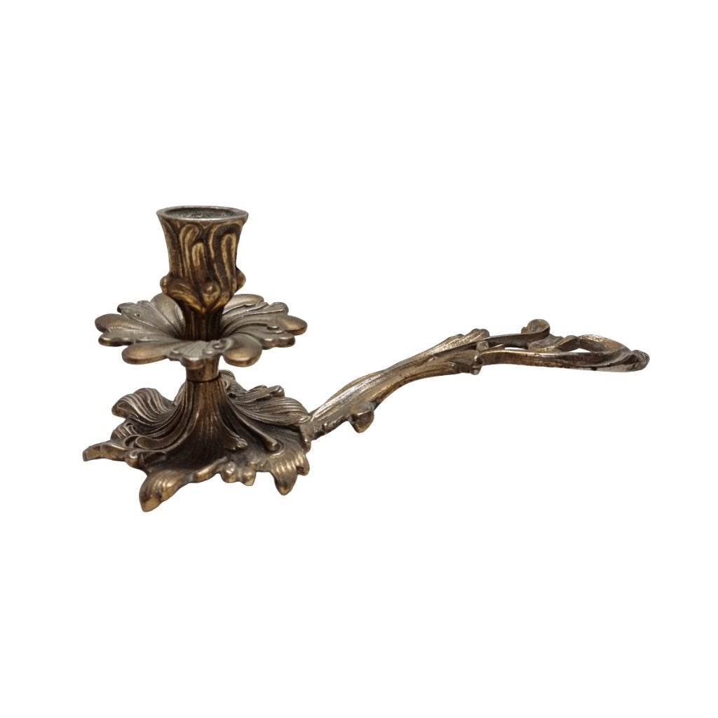 Rococo stijl messing kandelaar, Overige materialen, Gebruikt, Ophalen of Verzenden, Kandelaar