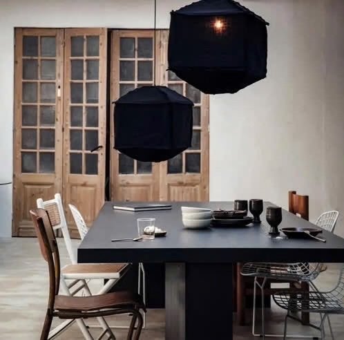 Chique zwarte VT Wonen hanglamp linnen stoer landelijk sober, Huis en Inrichting, Ophalen of Verzenden, Nieuw