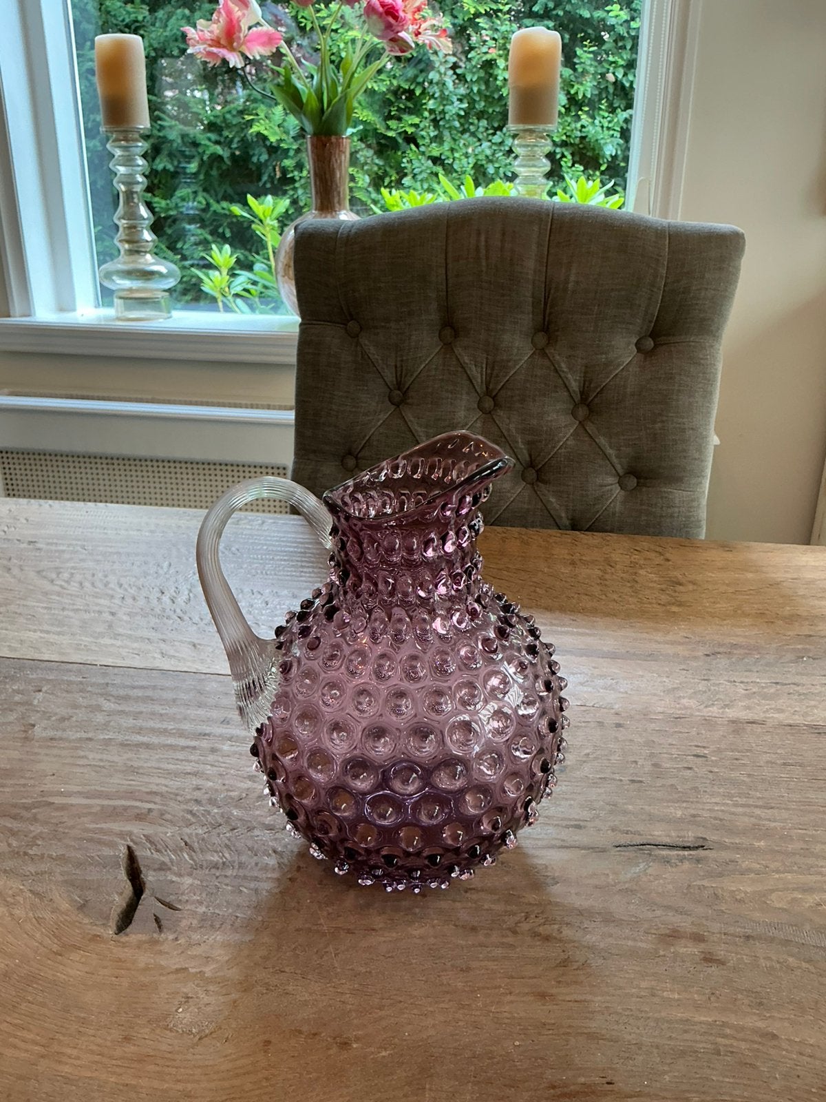 Anna von lippa paarse glazen karaf, nieuw 25cm hoog, Ophalen, Nieuw, Paars, Glas