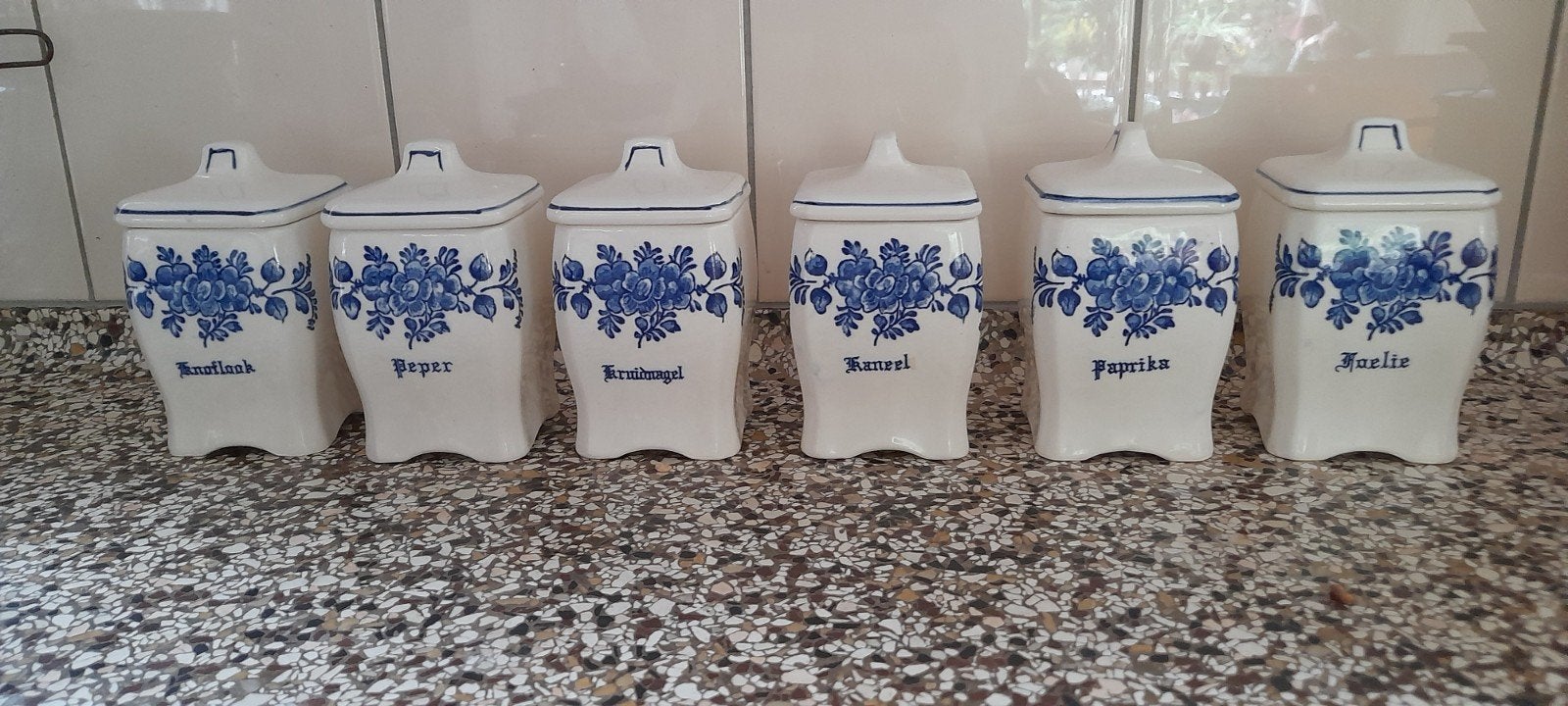 Blauw witte Kruidenpotjes, Antiek en Kunst, Ophalen of Verzenden