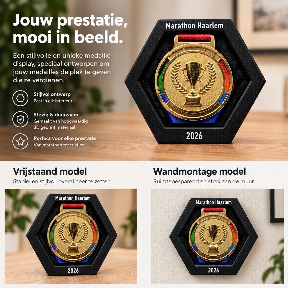 Medaille Display Marathon / City Run / City Swim / Triathlon, Meerkleurig, Overige materialen, Nieuw, Ophalen of Verzenden