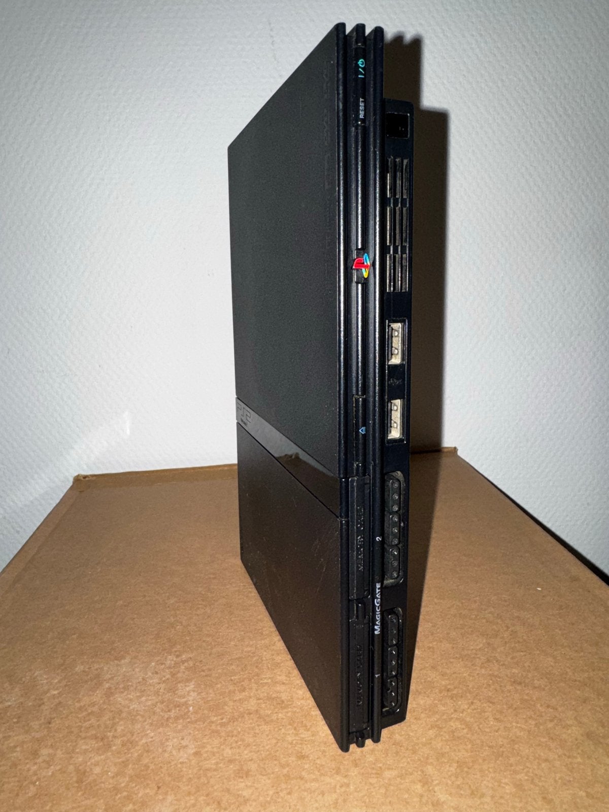 Sony PlayStation 2 Slim + controller, kabels en memorycard, Zwart, Ophalen of Verzenden, Zo goed als nieuw, Met geheugenkaart