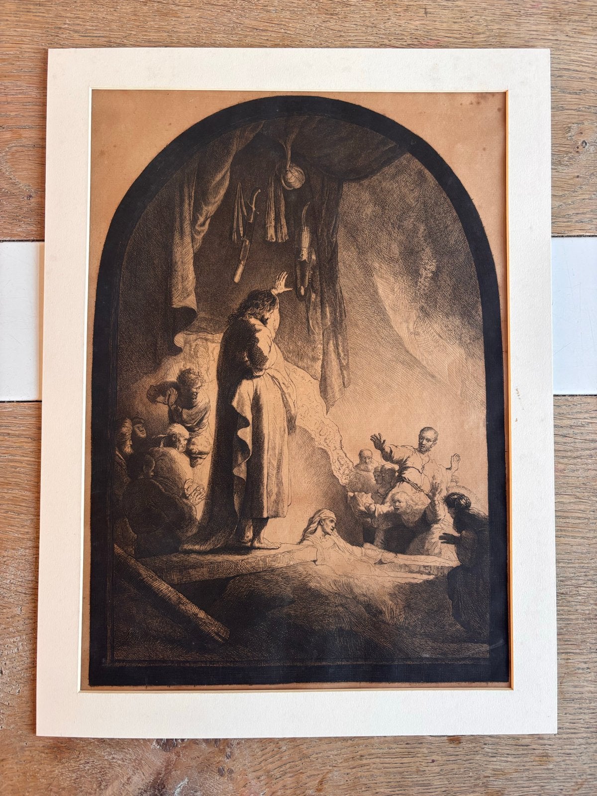 Rembrandt - De Opwekking van Lazarus (Amand-Durand), 1800 - 1899, Religie, Ophalen of Verzenden, Met tekst
