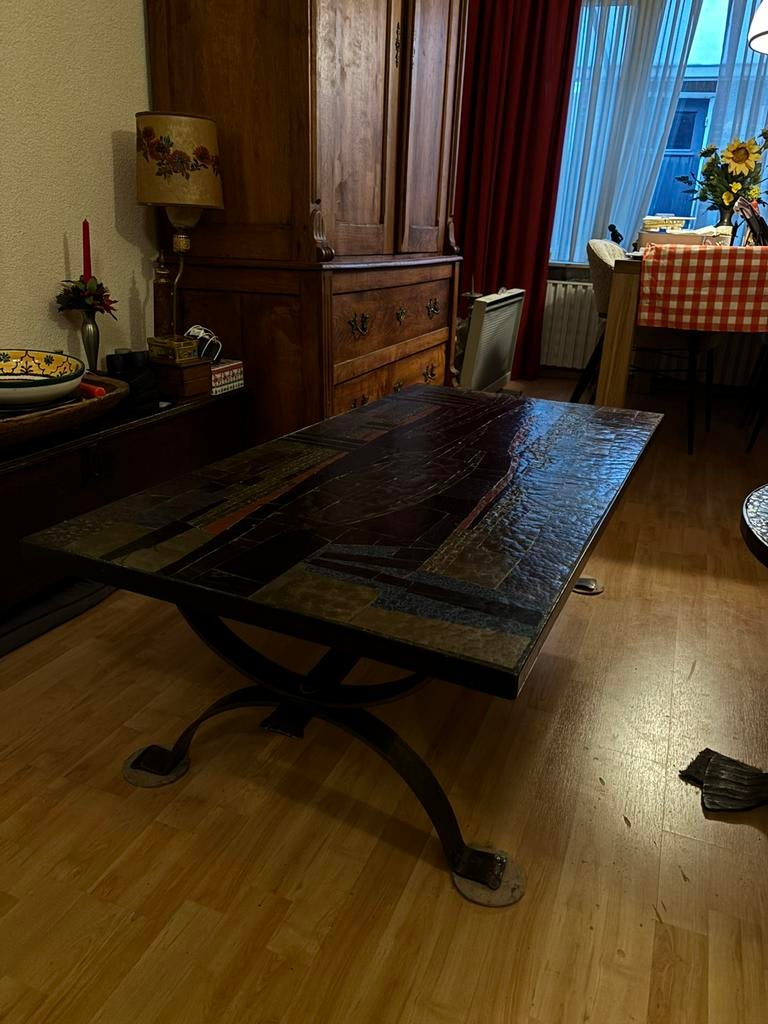 Mooie kunst salontafel 135cmx65cmx44cm, Ophalen, 100 tot 150 cm, 50 tot 100 cm, Zo goed als nieuw