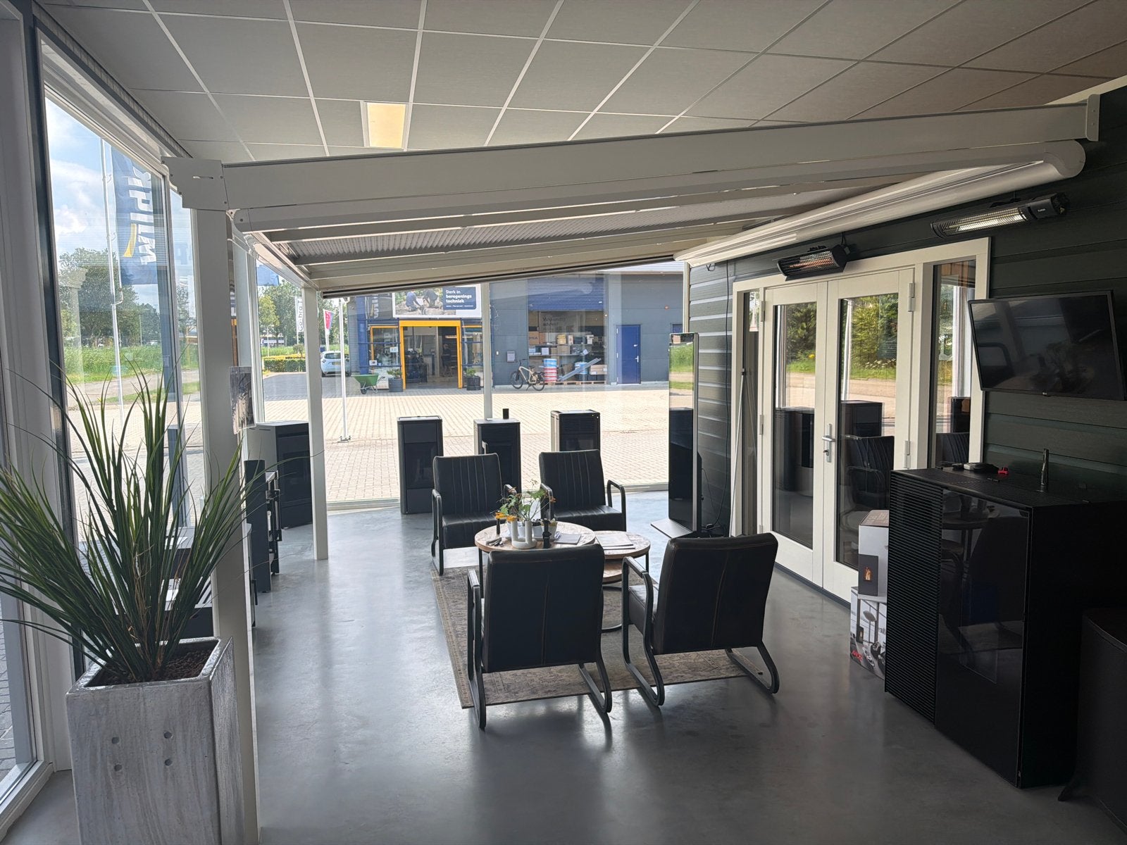 Alluminium overkapping incl glas electrische zonwering, Tuin en Terras, Ophalen, Elektrisch, Zo goed als nieuw, 150 tot 300 cm