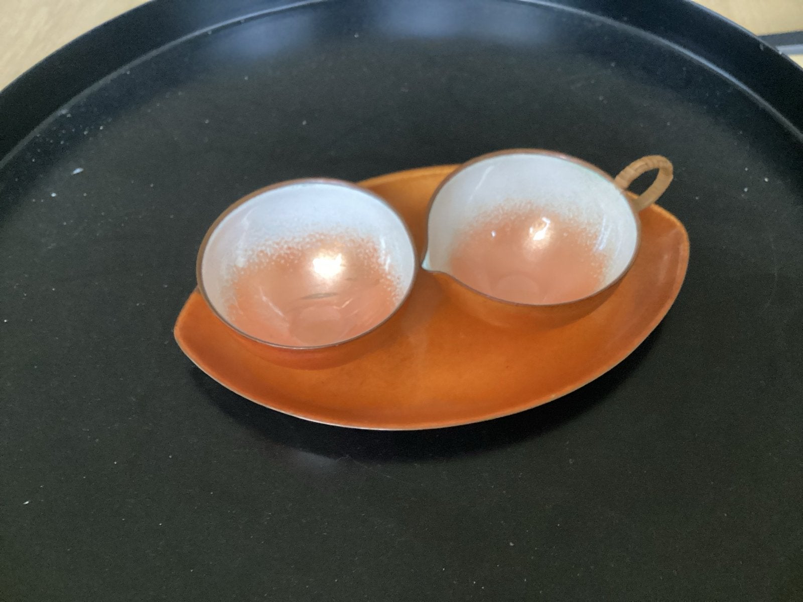 Vintage emaille suiker slagroom schaaltjes, Antiek en Kunst, Ophalen of Verzenden