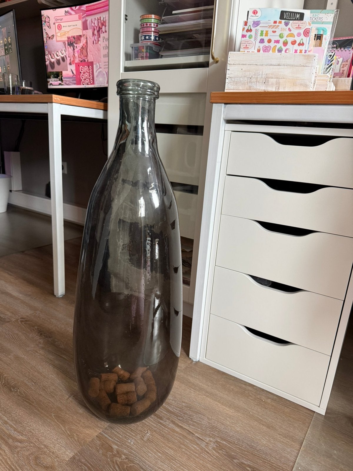 Rookglas vaas donkerblauw/groen, Ophalen, Zo goed als nieuw, Overige kleuren, Glas