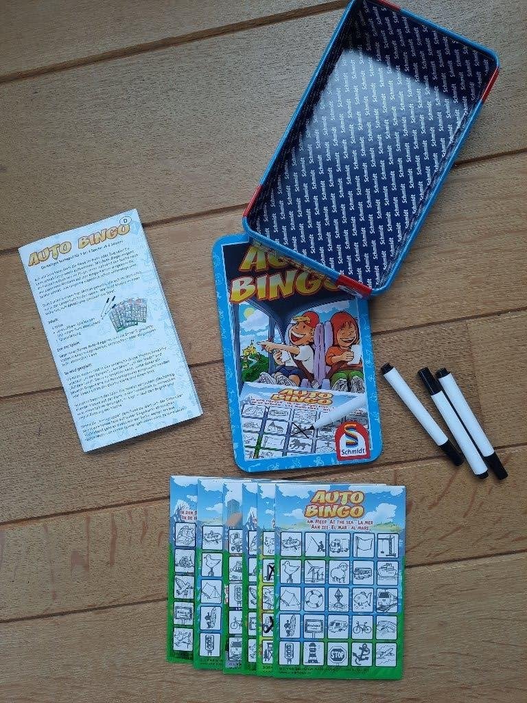Auto Bingo in metalen blikje - Schmidt - bordspel -, Ophalen of Verzenden, Schmidt, Reisspel
