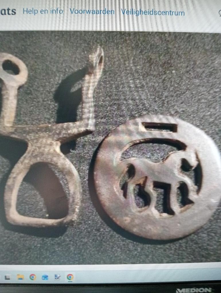 19eeuwse bronze optuig Paarden leer beslag, Ophalen of Verzenden