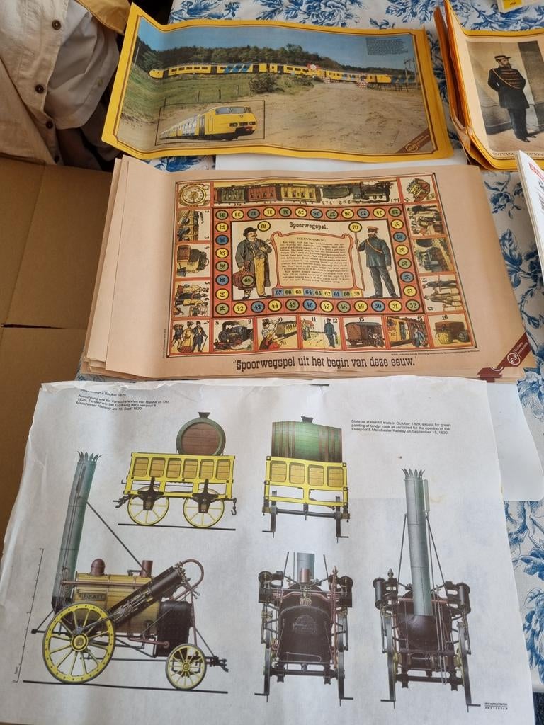 Vintage Spoorweg Spellen en Prenten - Trein Memorabilia, Verzamelen, Spoorwegen en Tramwegen, Ophalen of Verzenden, Gebruikt, Trein