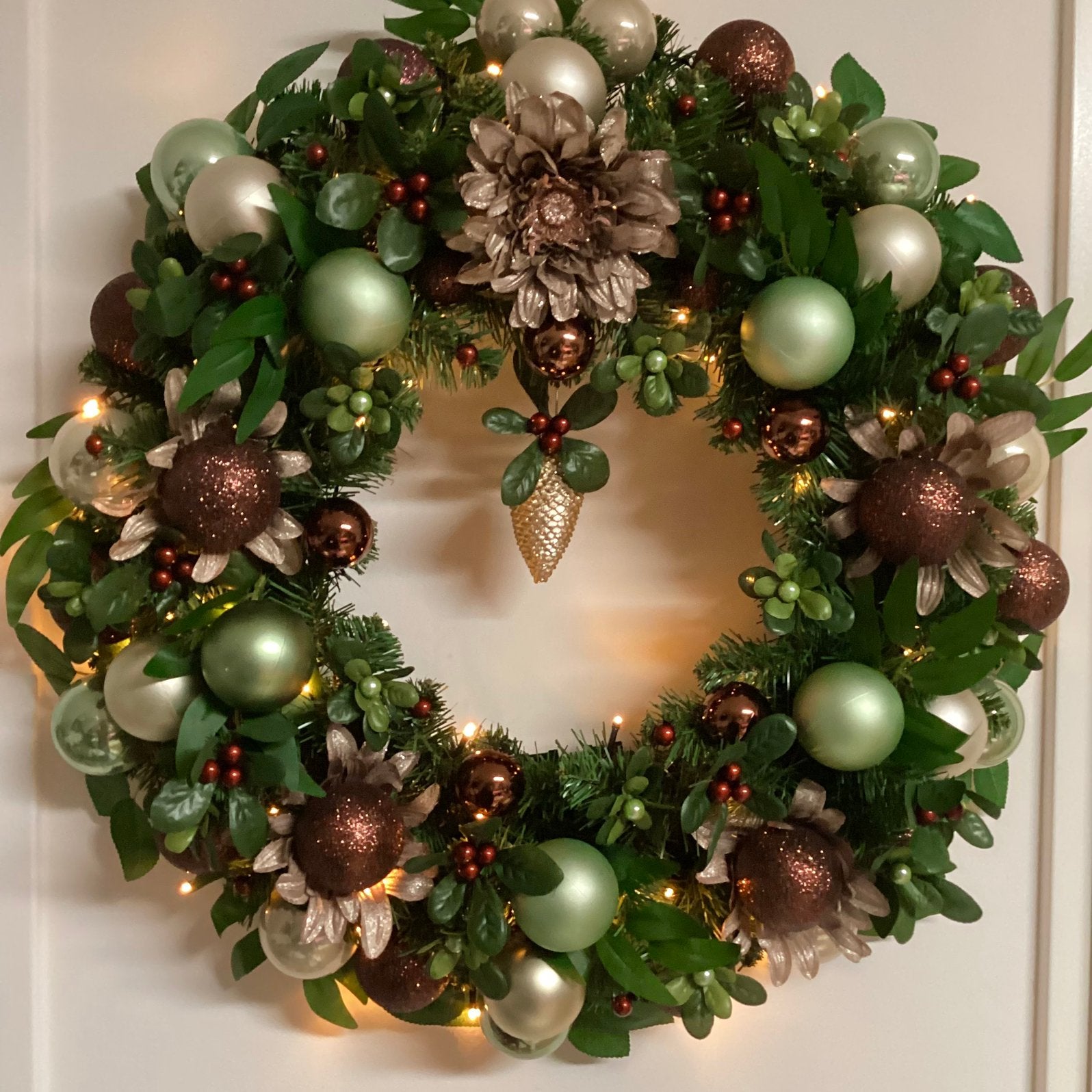 Prachtige & u ieke grote kerstkrans met verlichting 65 cm, Ophalen of Verzenden, Nieuw