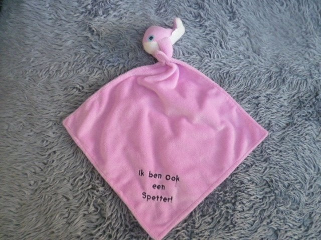 Roze velours dolfijn doekje lapje v Dolfinarium Harderwijk, Ophalen of Verzenden, Zo goed als nieuw, Overige typen, Met label